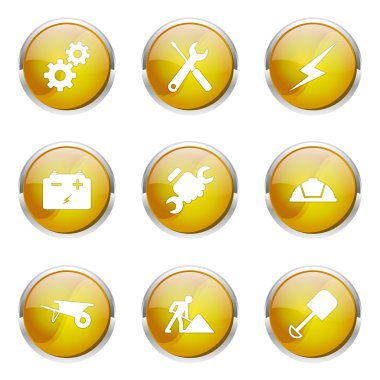 İnşaat araçları simge tasarım seti