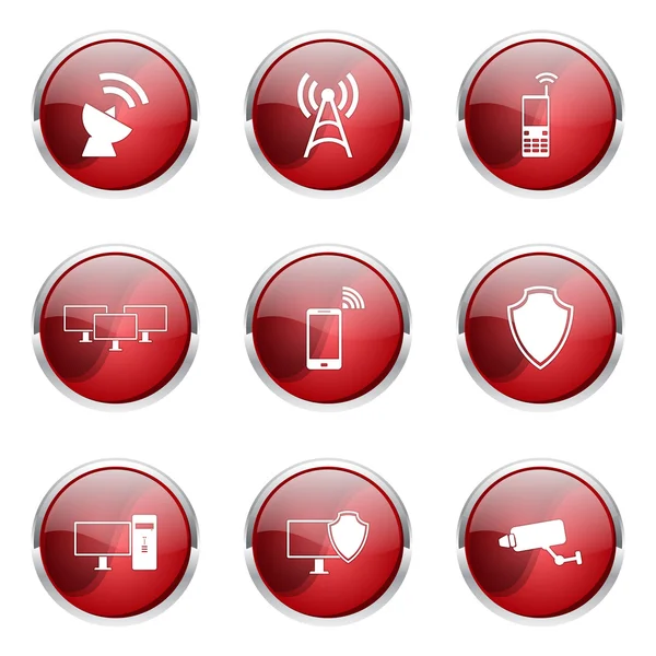 Sistema de diseño de iconos de comunicación de telecomunicaciones — Vector de stock