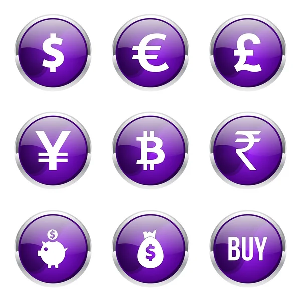Pénznem jele ikon készlet — Stock Vector