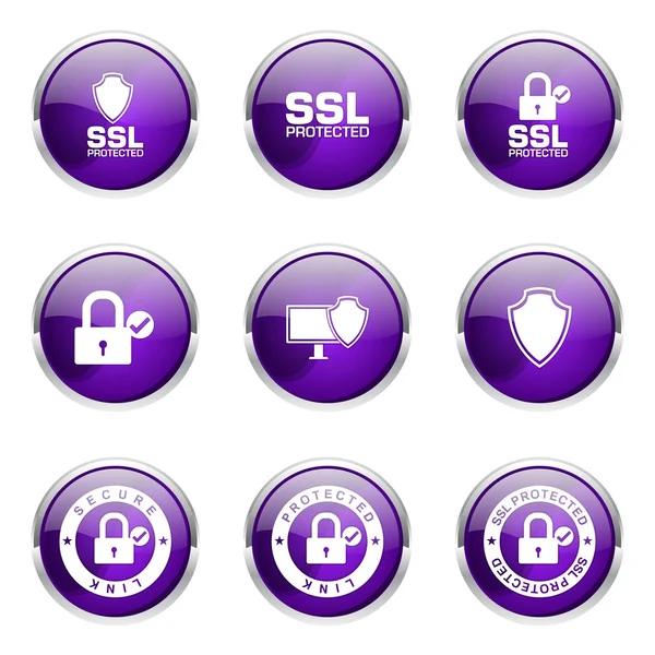 Protection Web Internet Icon Set — Stock Vector