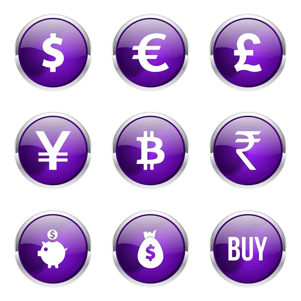 Currency Sign Icon Set — Stock Vector