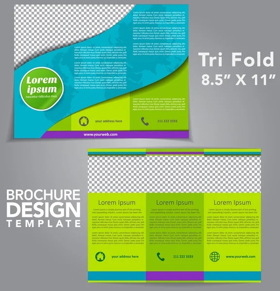 Trilfold Fold brosúra Vector Design Stock Illusztrációk