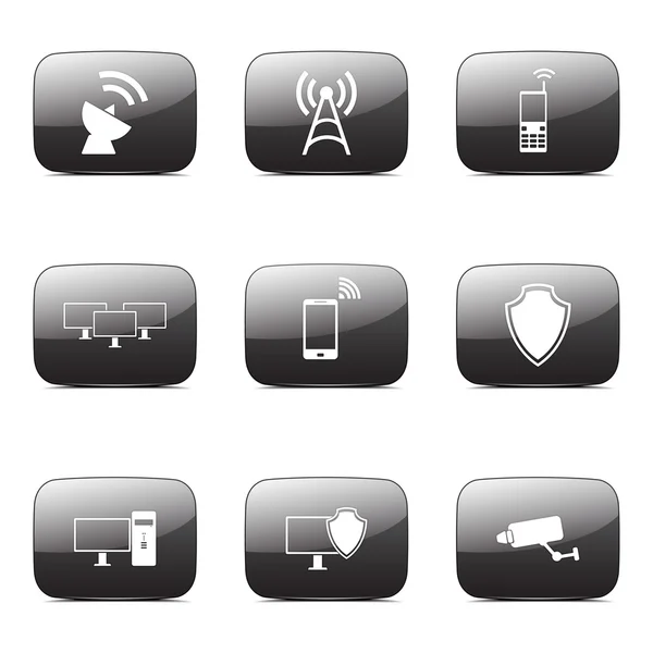 Telecom Communication Icon Set — Stock Vector