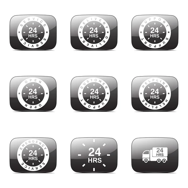 24 heures Services Icône Set — Image vectorielle