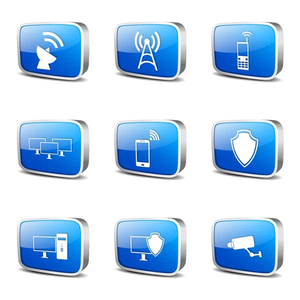 Conjunto de iconos de comunicación de telecomunicaciones — Vector de stock