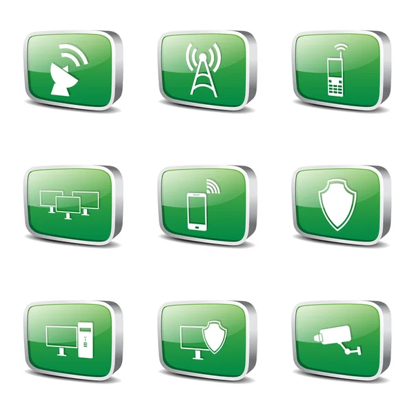 Conjunto de iconos de comunicación de telecomunicaciones — Vector de stock