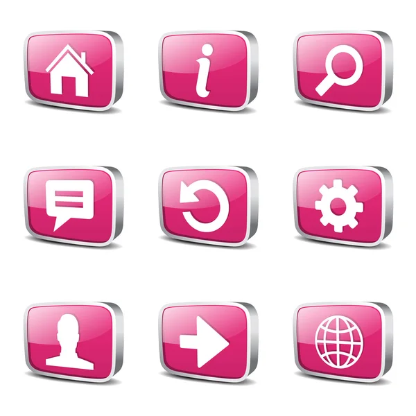 Web Internet Square Icon Set — Stockvector