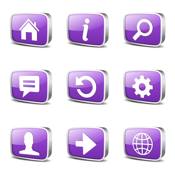 Web Internet Square Icon Set — Stock Vector