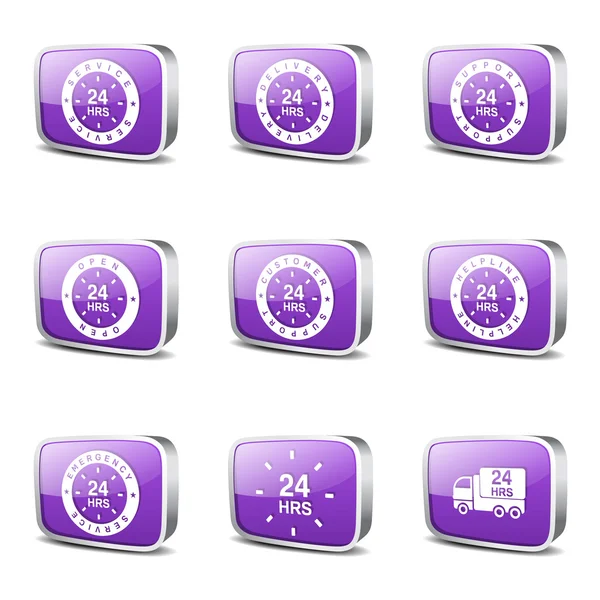 24 Hours Services Icon Set — Stock Vector