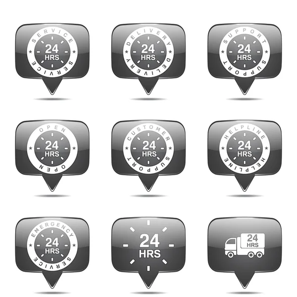 24 Hours Services Icon Set — Stock Vector