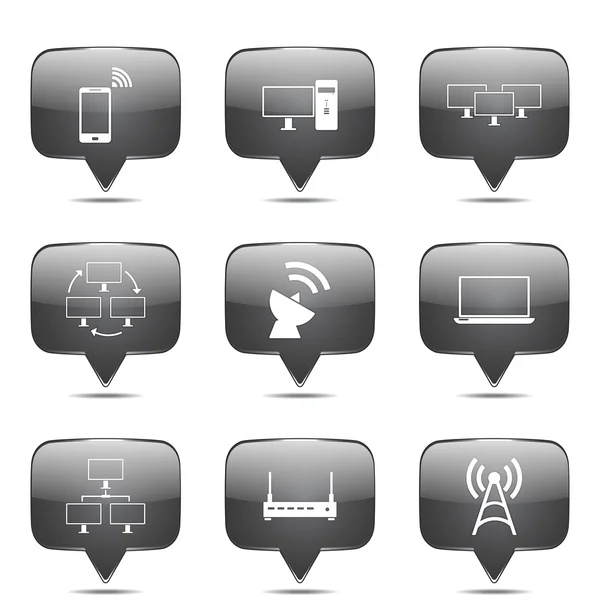 Telecom Communication Icon Set — Stock Vector