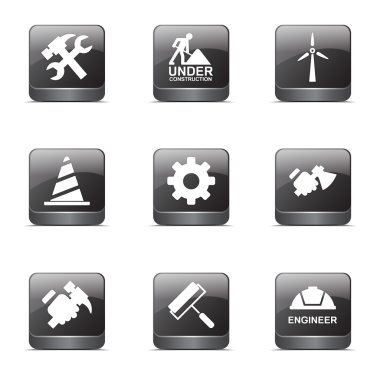 inşaat araçları simgesi seti