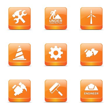 inşaat araçları simgesi seti