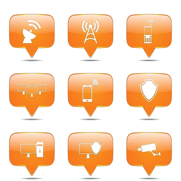 Ensemble d'icônes de communication télécom — Image vectorielle