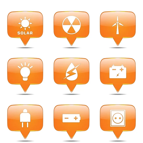 Segno di energia e simbolo Icona Set — Vettoriale Stock