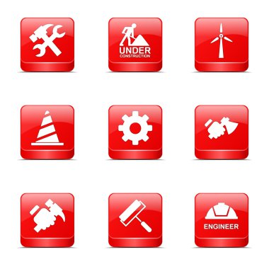 inşaat araçları simgesi seti