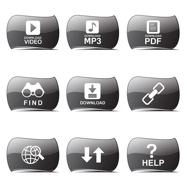 Multimédia Web Internet Icon Set — Vetor de Stock