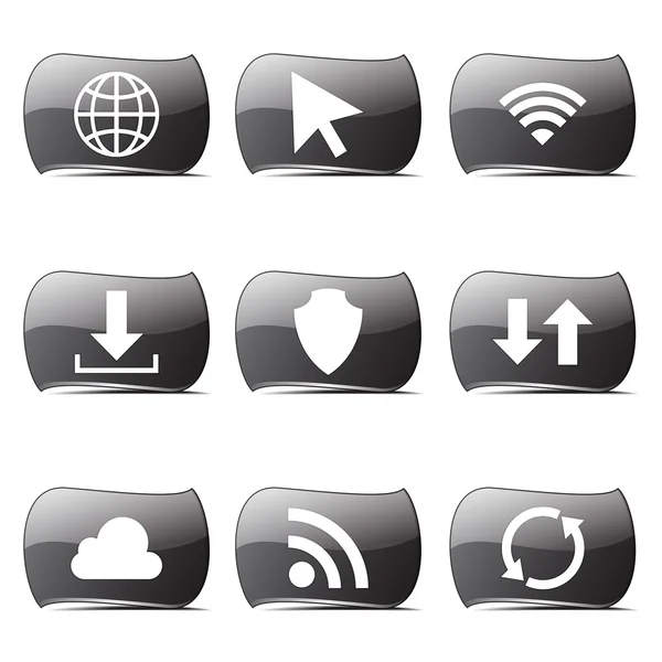 Internet Web Social Icône Set — Image vectorielle