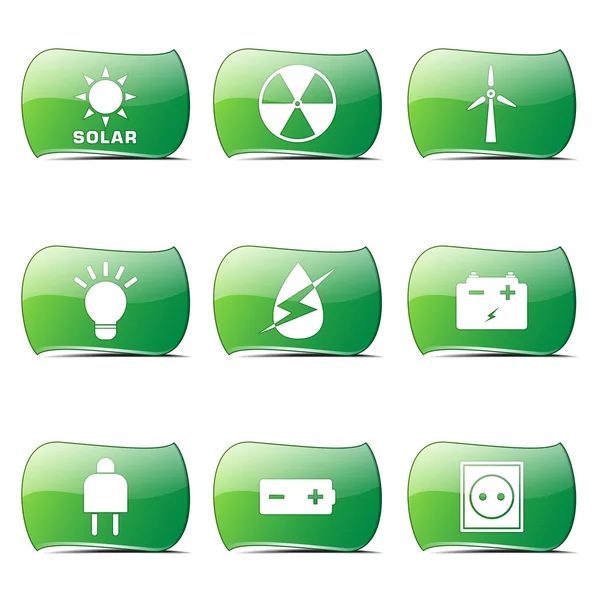 Señal de energía y conjunto de iconos de símbolo — Vector de stock