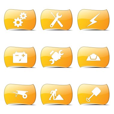 inşaat araçları simgesi seti