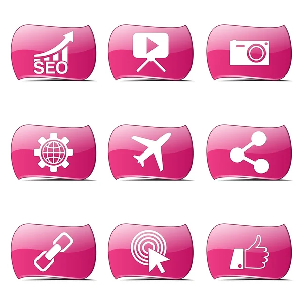 Seo Internet Zeichen Icon Set — Stockvektor