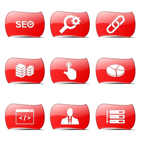 Seo Internet Zeichen Icon Set — Stockvektor