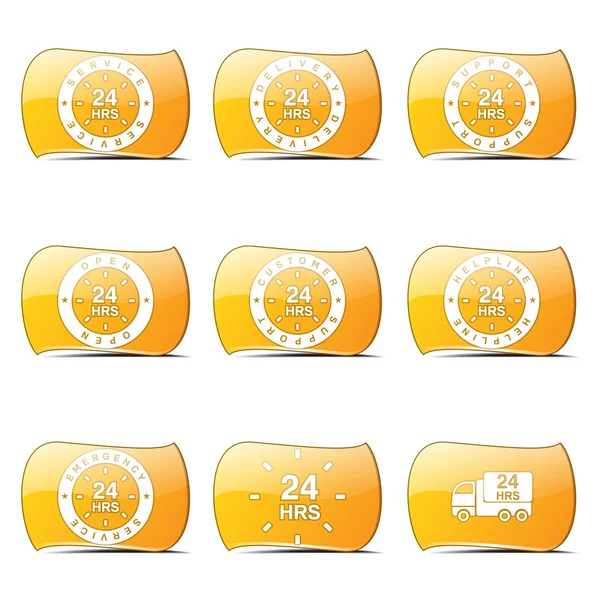 24 Hours Services Icon Set — Stock Vector