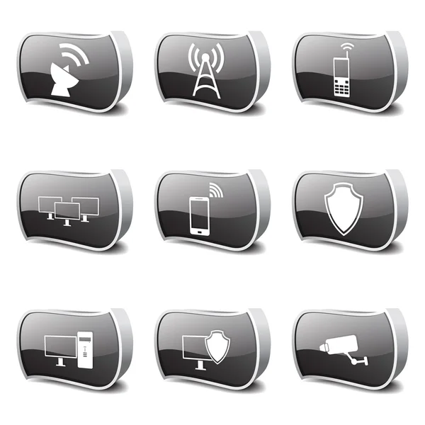 Conjunto de iconos de comunicación de telecomunicaciones — Vector de stock