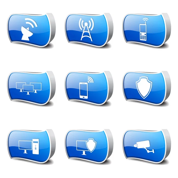 Conjunto de iconos de comunicación de telecomunicaciones — Vector de stock