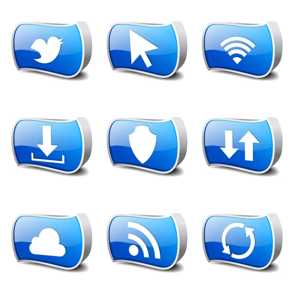 Internet Web Social Icône Set — Image vectorielle