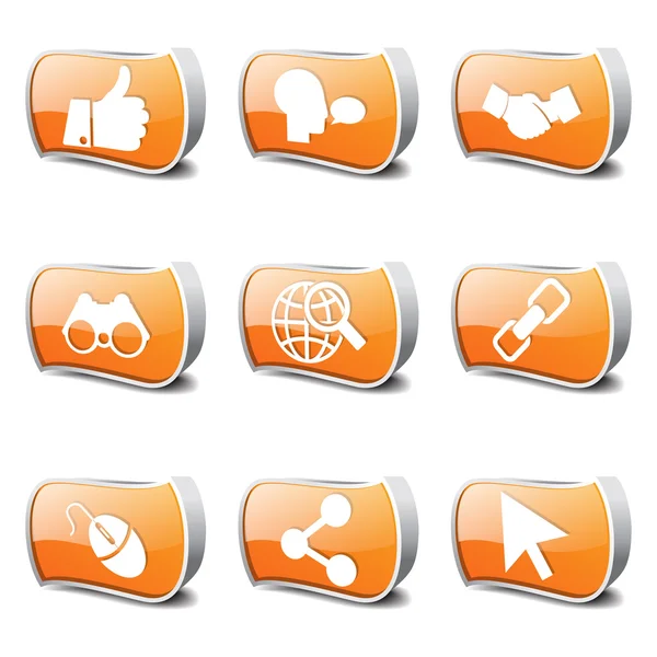 Sociale internet oranje vector knop pictogram ontwerpset — Stockvector