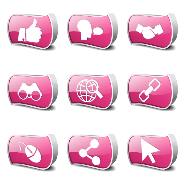 Social Internet Pink Vector Button Icon Design Set — Stock Vector