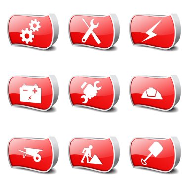 inşaat araçları simgesi seti