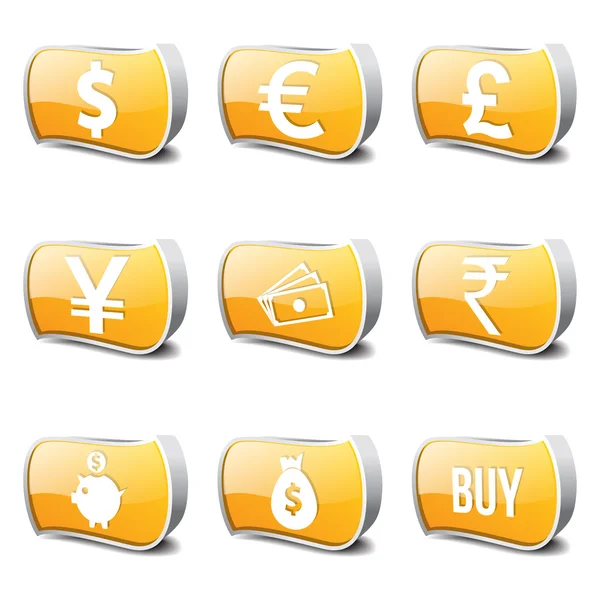 Conjunto de ícone de sinal de moeda — Vetor de Stock