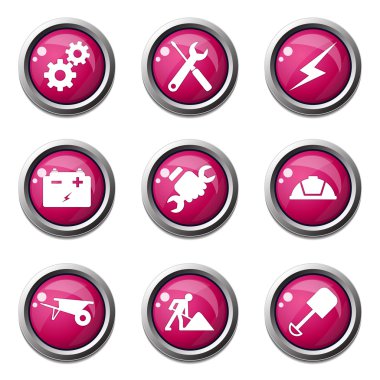 inşaat araçları simgesi seti