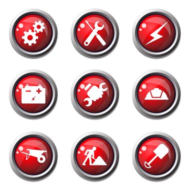 inşaat araçları simgesi seti