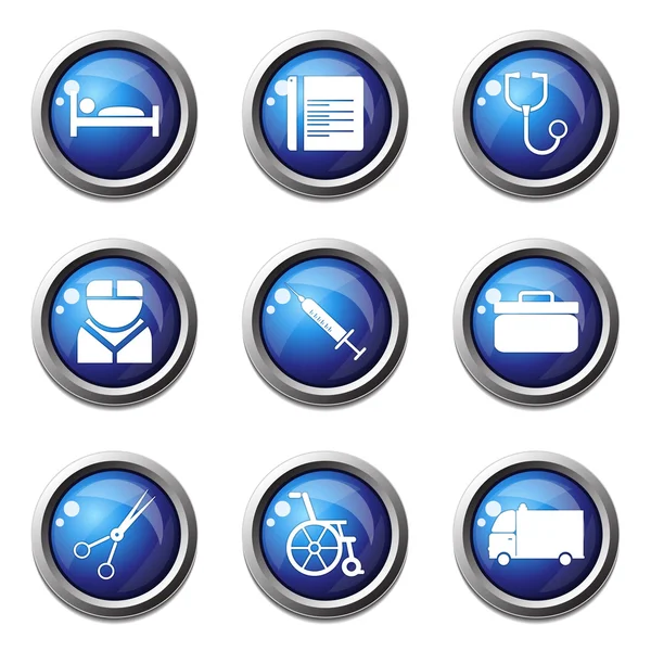 Hospital Health Icon Set — Stock Vector