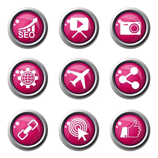 Seo Internet Zeichen Icon Set — Stockvektor