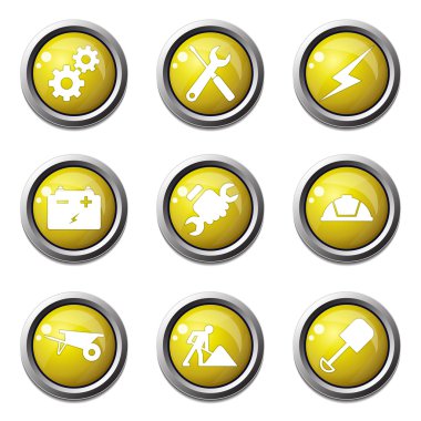 inşaat araçları simgesi seti