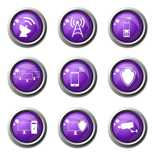 Conjunto de ícones de comunicação de telecomunicações — Vetor de Stock