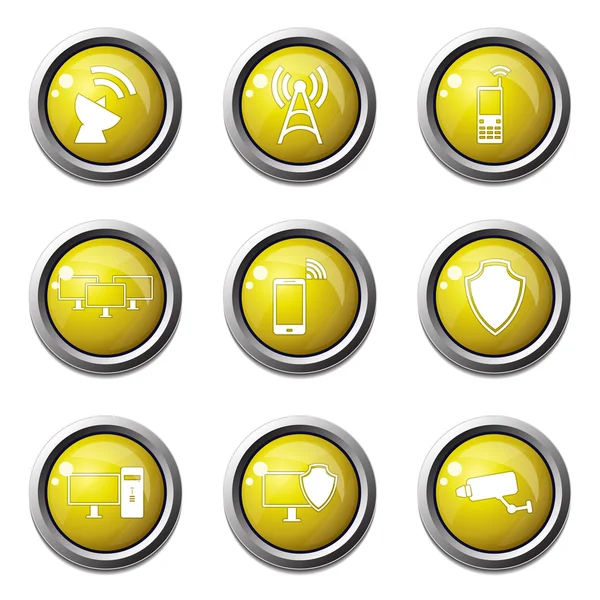 Ensemble d'icônes de communication télécom — Image vectorielle