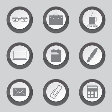 Office iş siyah düğme simgeleri