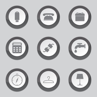 Ev aletleri siyah düğme simgeleri