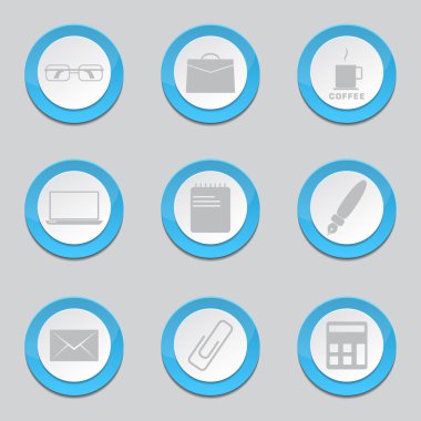 Office iş mavi düğme simgeleri