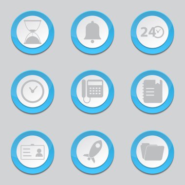 Zaman süresi mavi düğme simgeleri