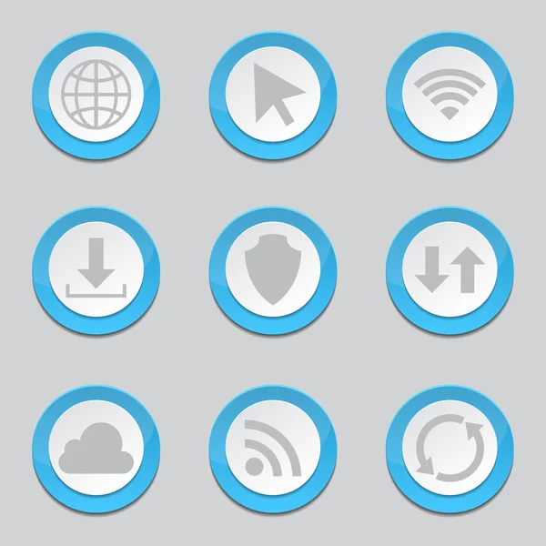 Web Internet Social Blue Button Icons — Stock Vector