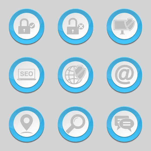 SEO Internet Sign Blue Button Icons — Stock Vector