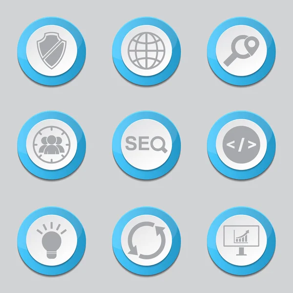 SEO Internet Sign Blue Bouton icônes — Image vectorielle