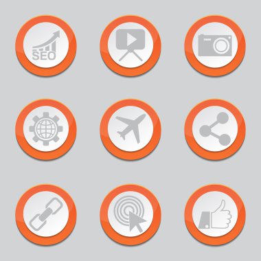 SEO Internet işareti turuncu düğme simgeleri