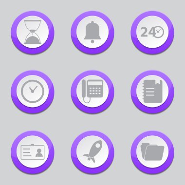 Zaman süresi mor düğme simgeleri